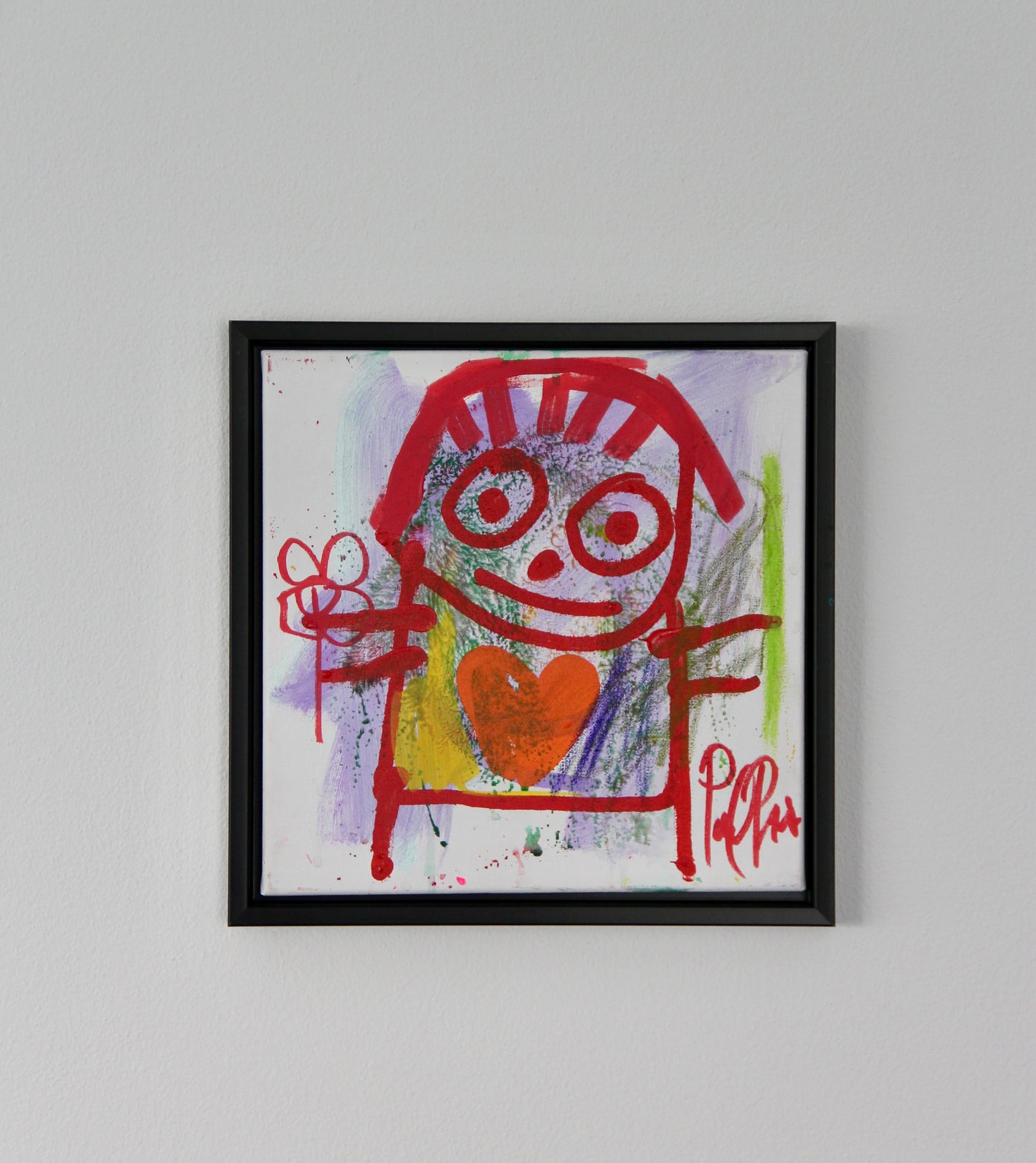 Flower Person, original maleri, rød/lilla