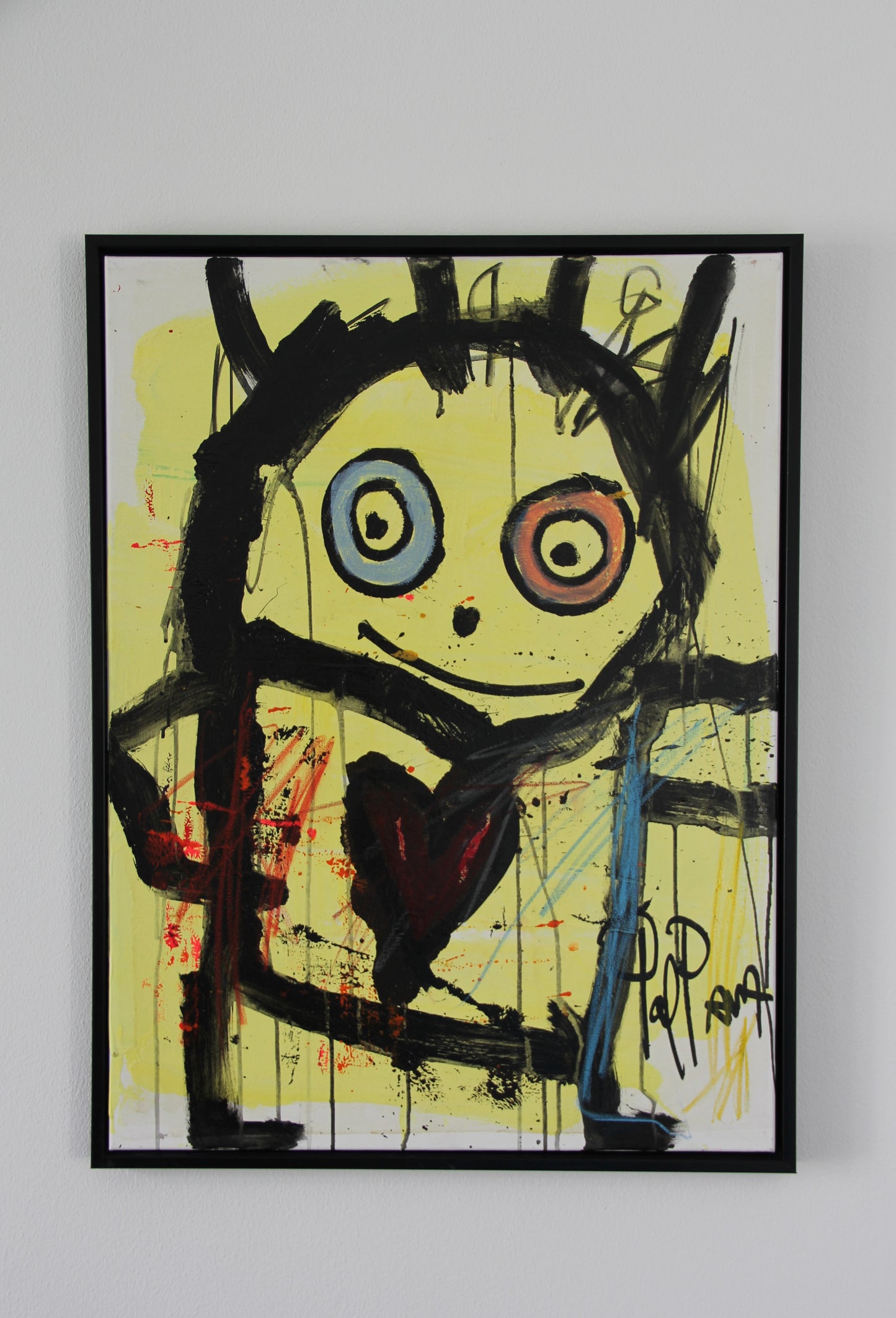 Smiley  Person, original maleri, gul