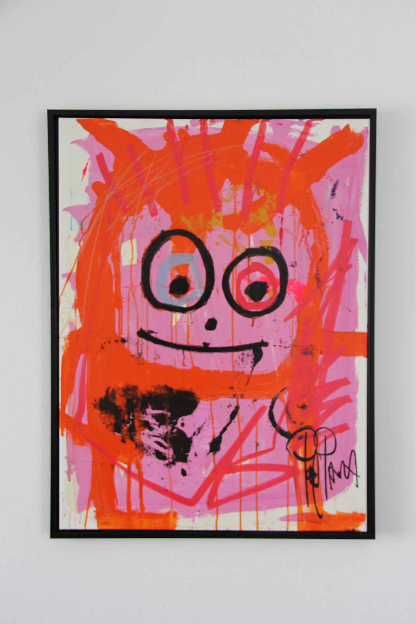 Smiley Person Original Painting, Pink