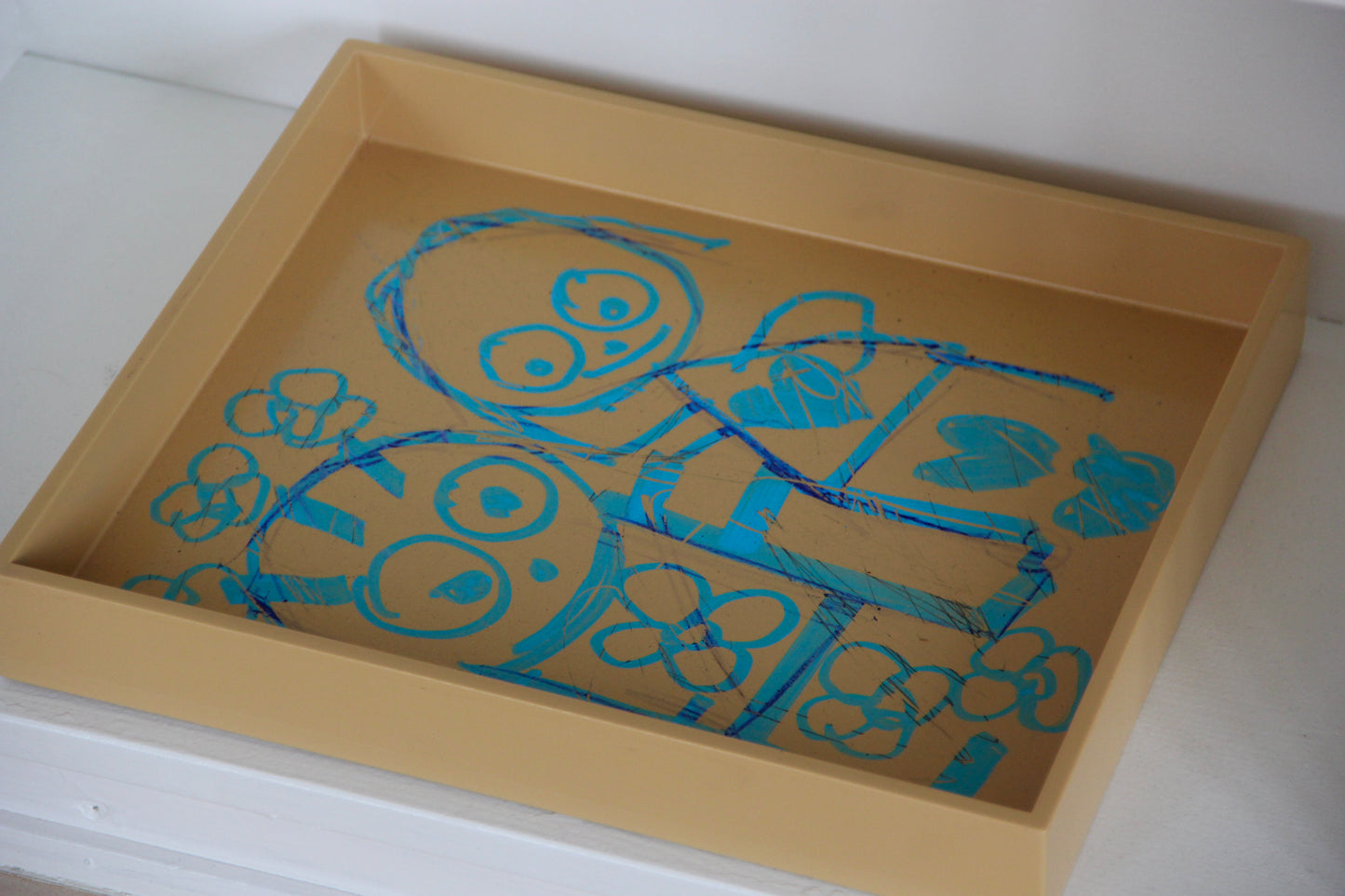 Limited Edition, Beige Tray Painted by Poul Pava