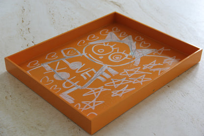 Limited Edition, Orange Tray Painted by Poul Pava