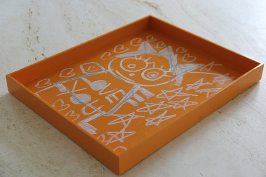 Limited Edition, Orange Tray Painted by Poul Pava