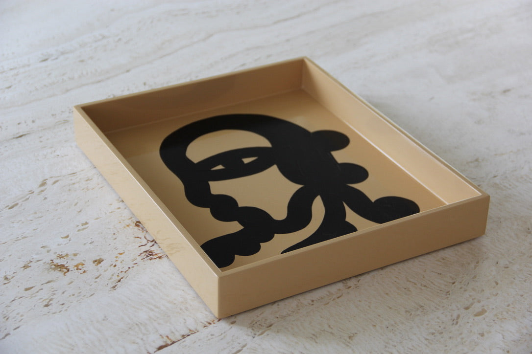 Limited Edition, Beige Tray Painted by Phuc Van Dang