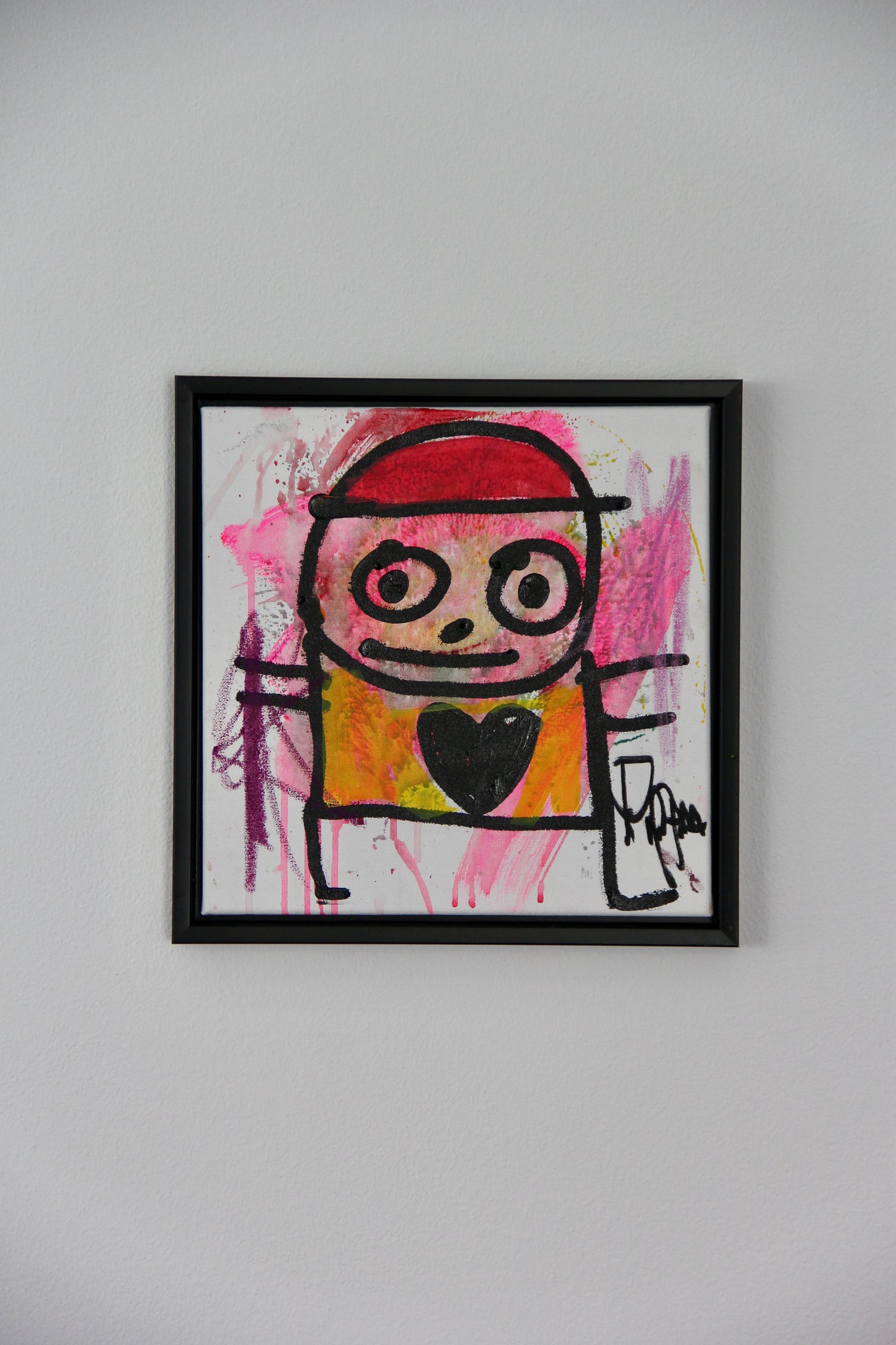 Red Hat, original maleri, orange/pink