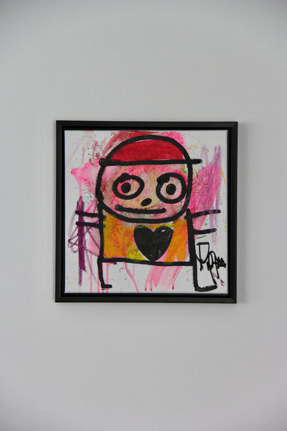 Red Hat, original maleri, orange/pink