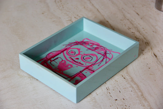 Limited Edition, Blue Tray Painted by Poul Pava