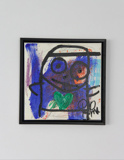 Green Heart, original maleri, blå