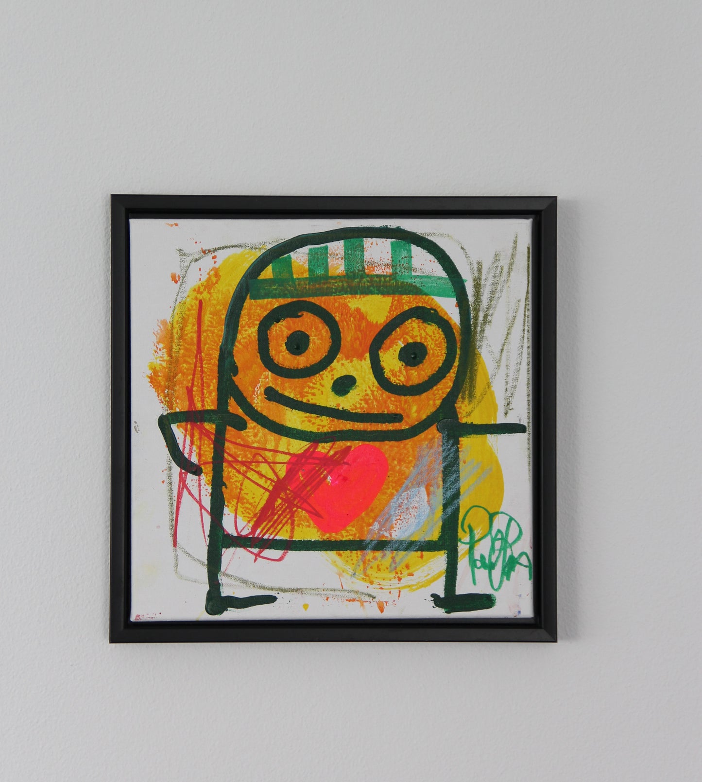 Happy Hair, original maleri, gul/orange