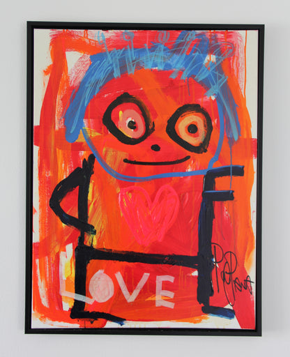 Smiley  Person Original Painting, Red