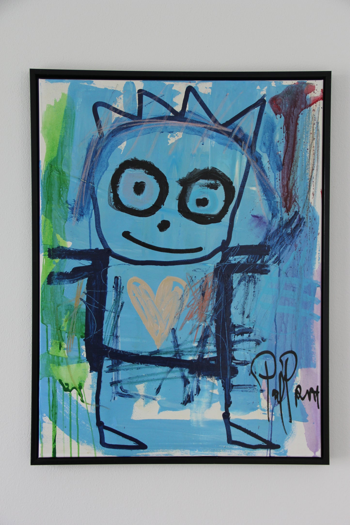 Smiley Person Original Painting, Blue