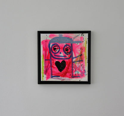Smiley Cap Original Painting, Pink