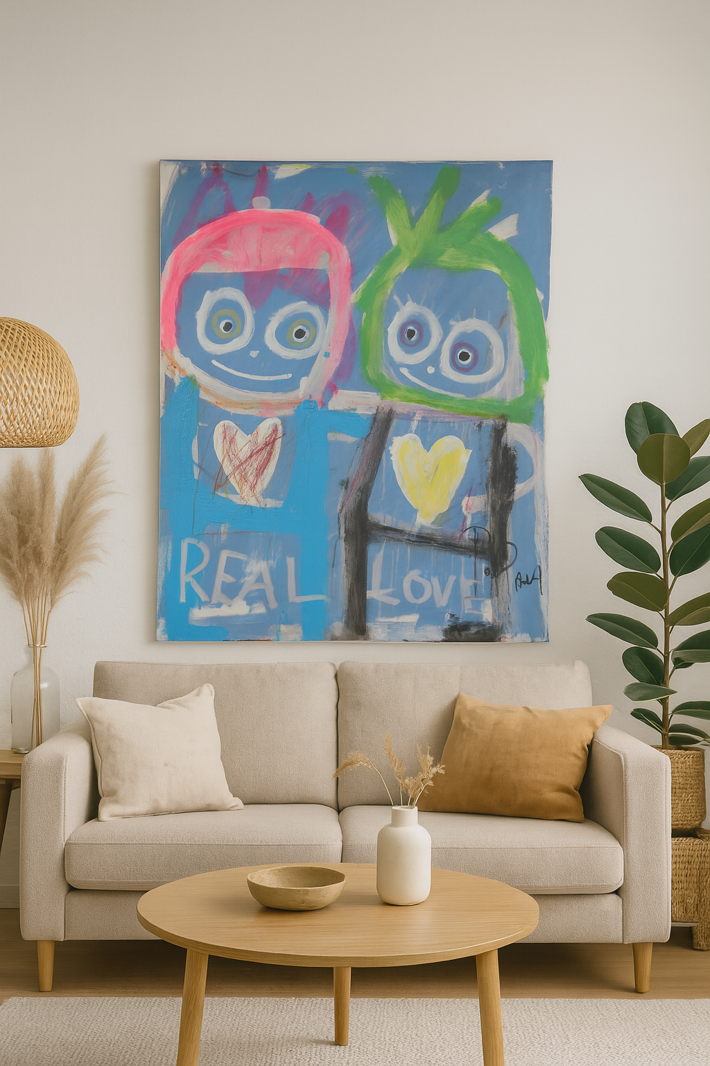 Real Love, original maleri, blå