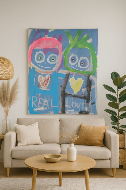 Real Love, original maleri, blå