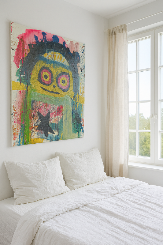 Smiley Person Original Painting, Yellow/Multi