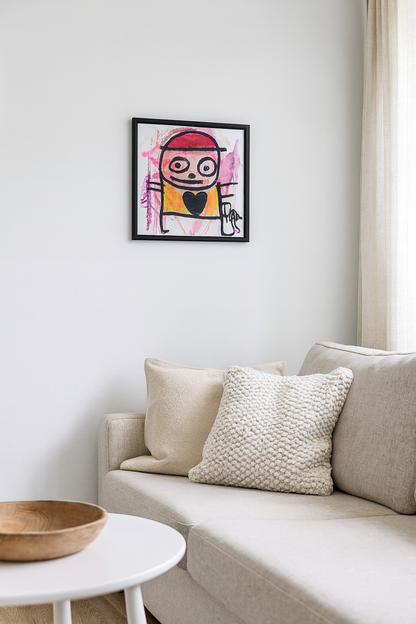 Red Hat, original maleri, orange/pink