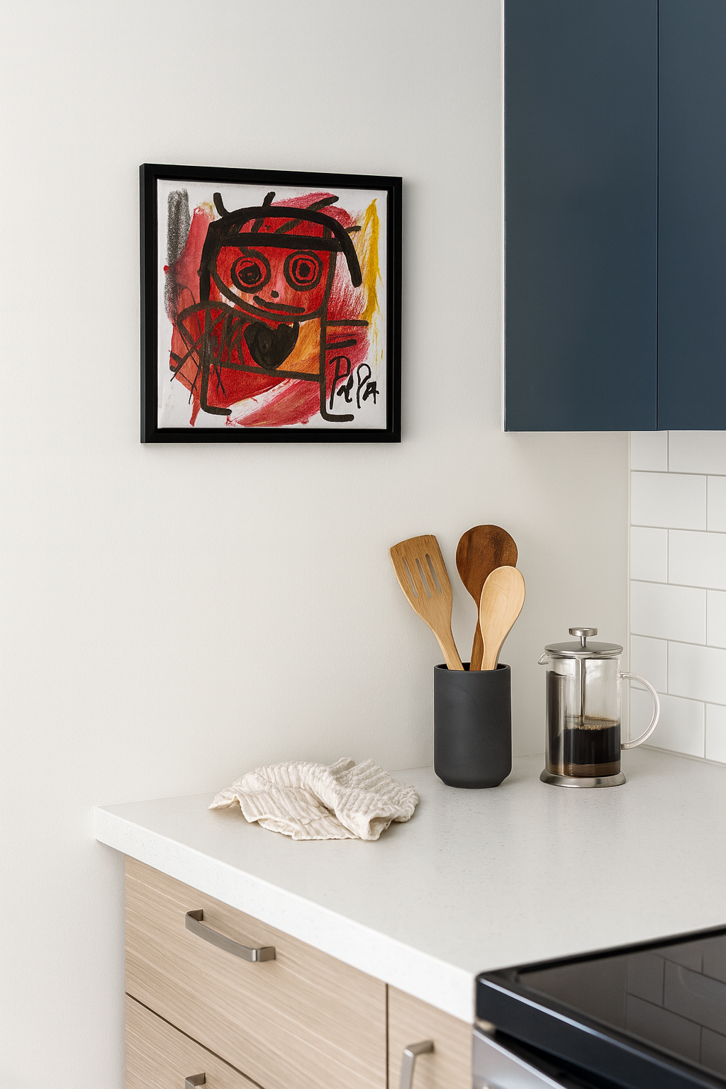 Kung Fu, original maleri, rød