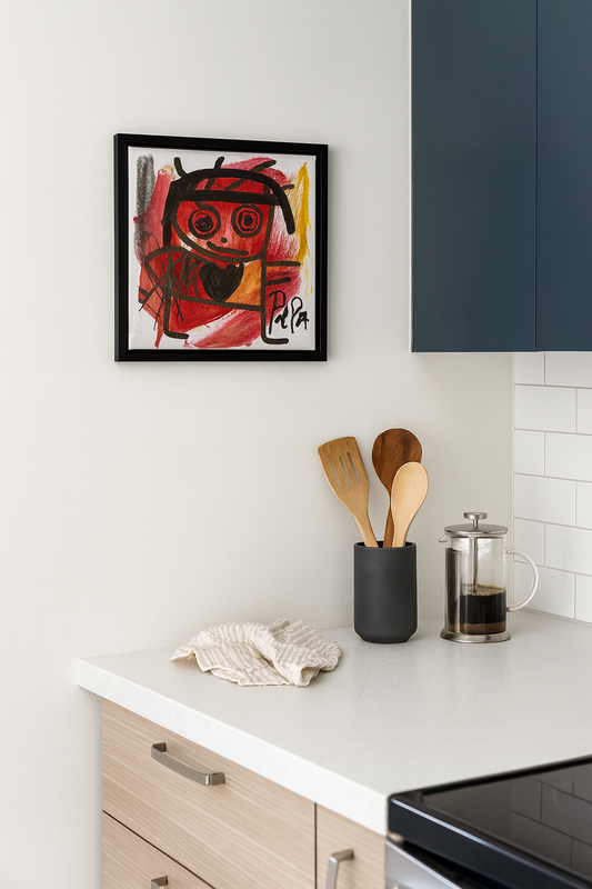 Kung Fu, original maleri, rød