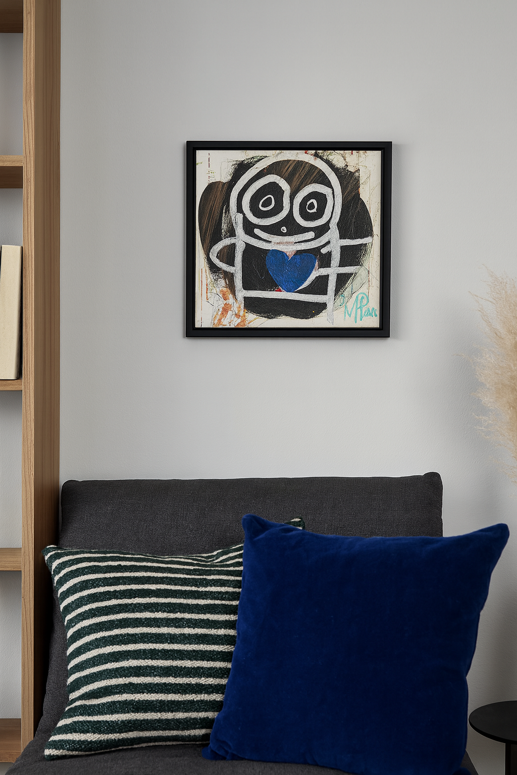 White Ghost, original maleri, sort/hvid