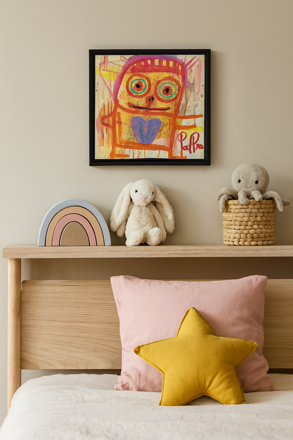 Sunshine Person, original maleri, rød/gul