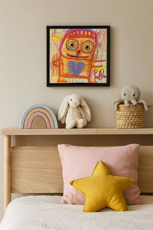 Sunshine Person, original maleri, rød/gul