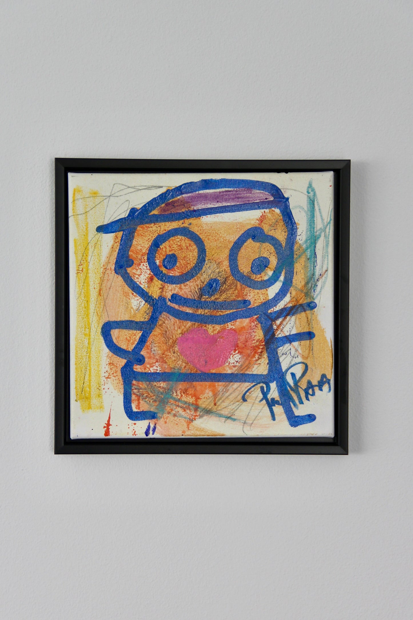 Blue Man, original maleri, blå/orange