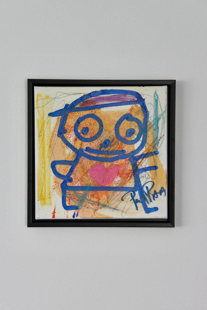 Blue Man, original maleri, blå/orange