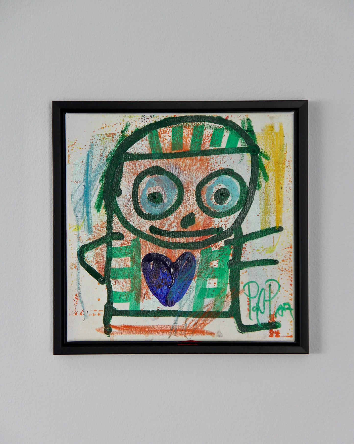 Blue Heart, original maleri, grøn