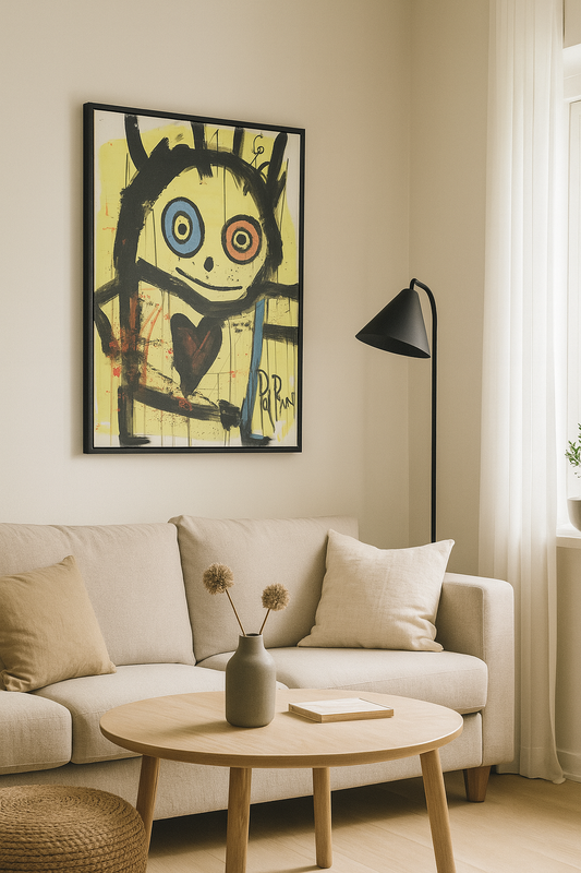 Smiley  Person Original Painting, Yellow