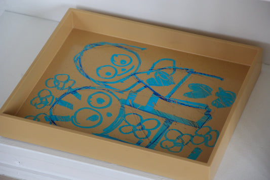 Limited Edition, Beige Tray Painted by Poul Pava