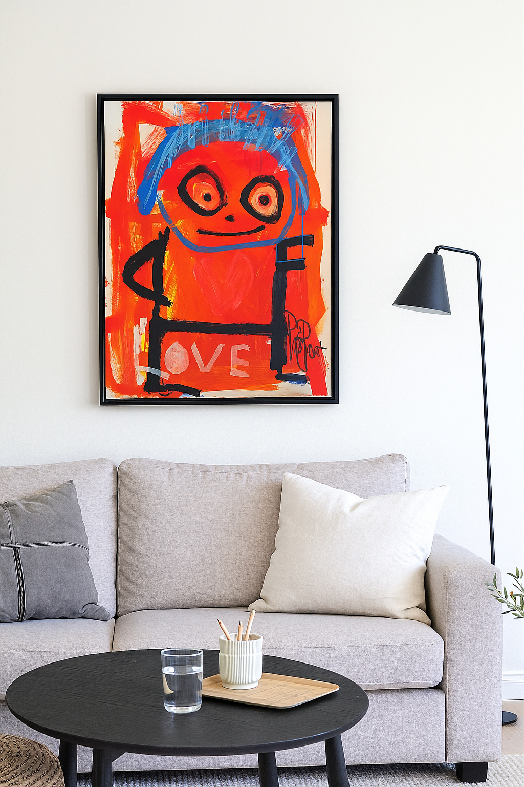 Smiley  Person Original Painting, Red